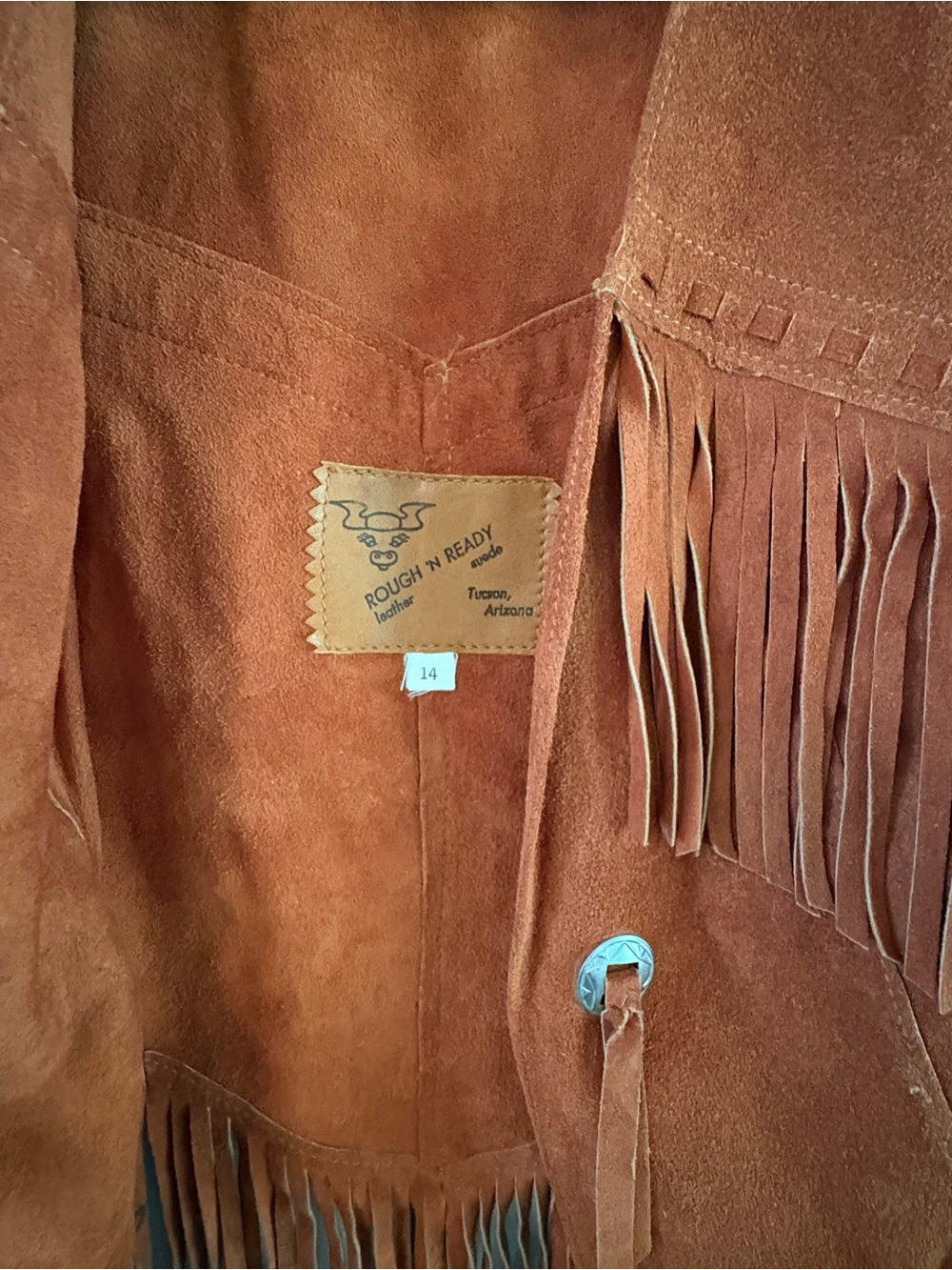 Vintage “Rough N Ready” Suede Fringe Vest - Picture 4 of 7